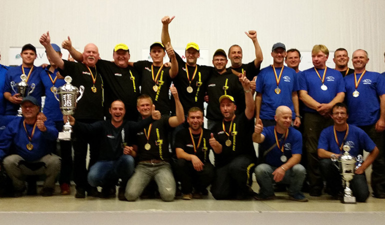 Das FTM Team (Mitte) konnte sich den Meistertitel beim Angeltreff 2015 vorm Team Brandenburg (Stipp Profi),rechts) und der Mannschaft aus Köllerbach sichern. © www.ftmax.de