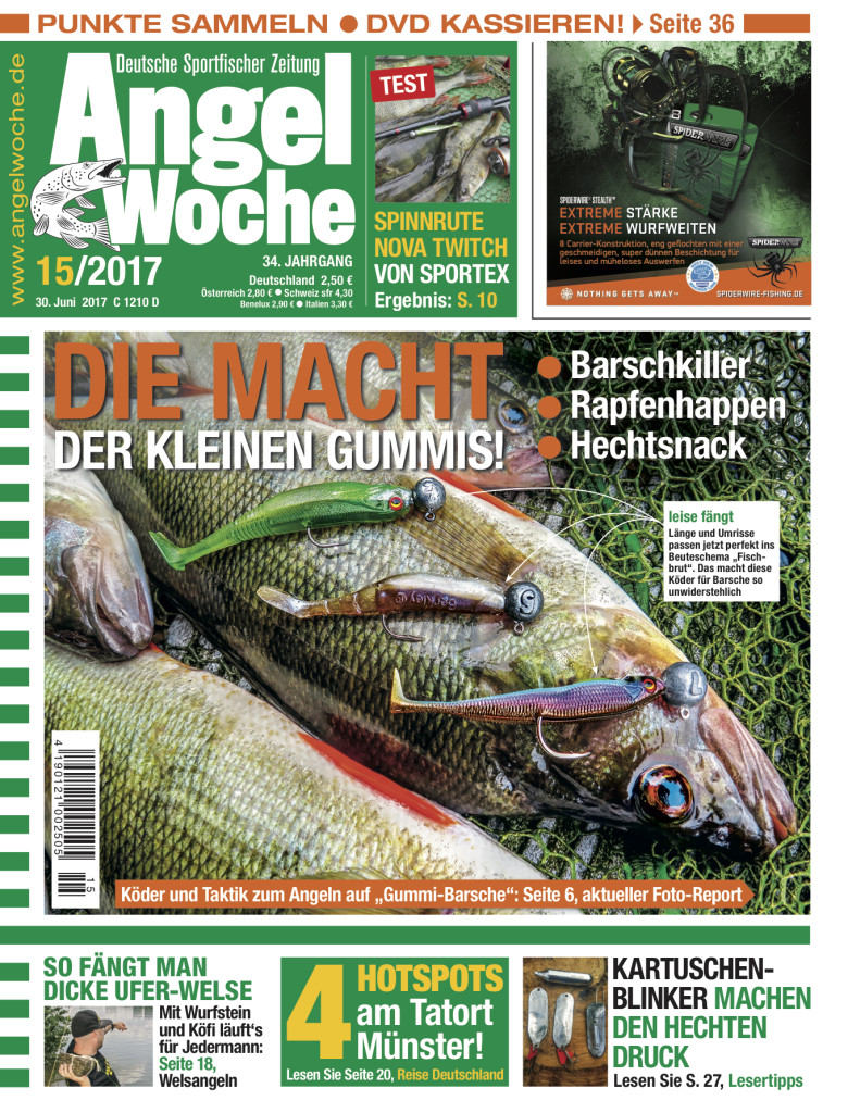 Die neue AngelWoche 15/2017. Das Titelthema: Die macht der kleinen Gummis.