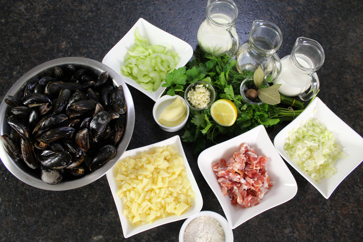 Frische Zutaten für Clam Chowder Suppe. Foto: Matthias Würfl 