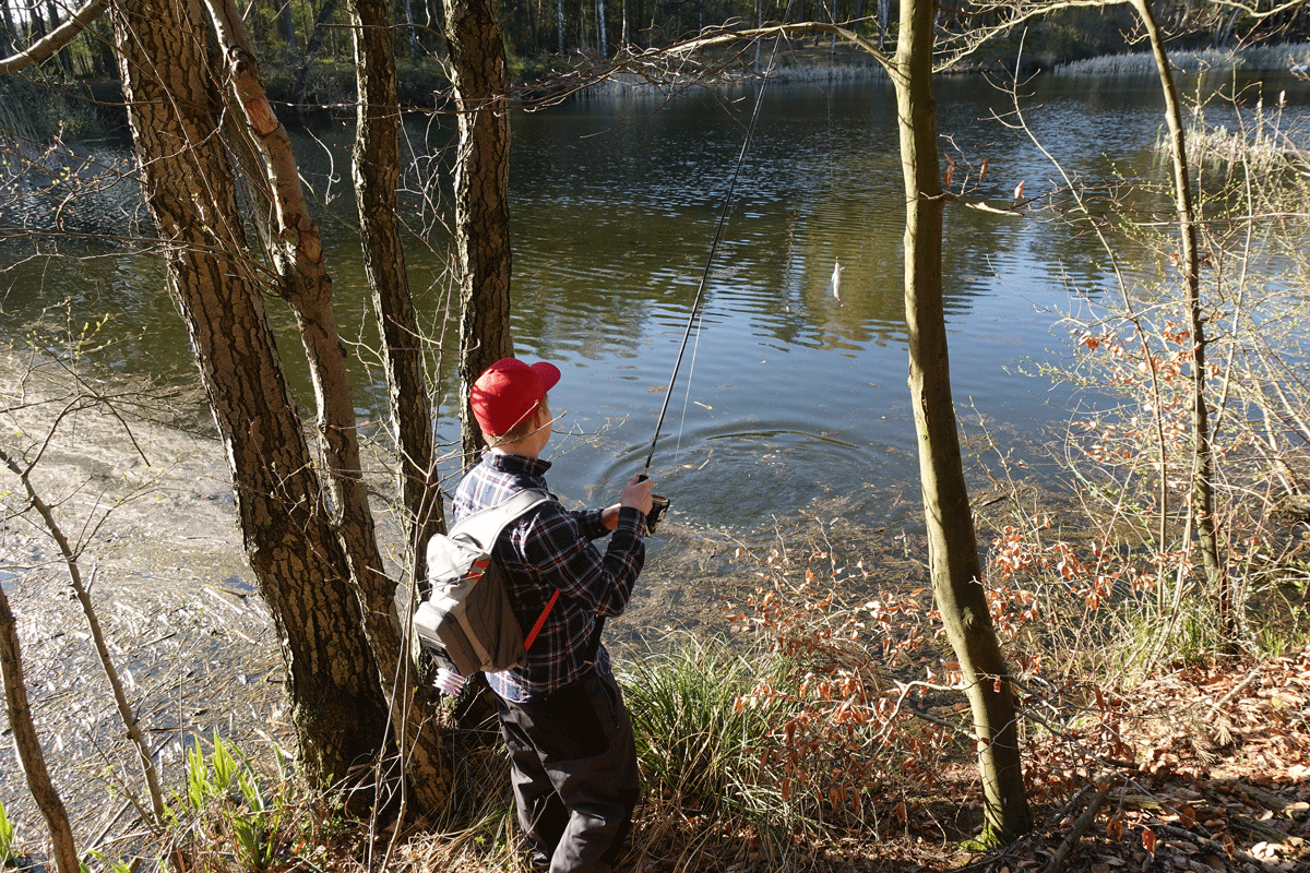 Nachläufer – hier hat Florian die Fliege zu früh aus dem Wasser gehoben. Für zickige Fische ist das System aus Fliege mit Sbiro aber wie gemacht, da man sie sehr langsam präsentieren kann.