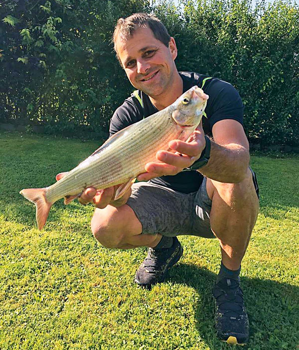 In der Enns in Österreich nahm diese 44 Zentimeter lange Äsche die Nymphe von Markus Mayr. Der schöne Fisch mit der langen Rückenfahne brachte 600 Gramm auf die Waage.