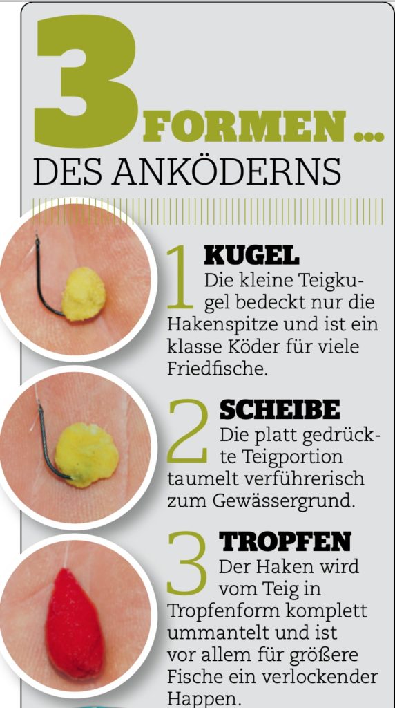 Dieses Bild beschreibt die drei Formen für Teig am Haken: Kugel, Scheibe und Kugel.