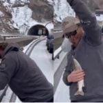 Der Angler Dylan Hayes wurde zur Attraktion eines Mega-Staus, als er währenddessen eine Regenbogenforelle aus dem Colorado River zog.