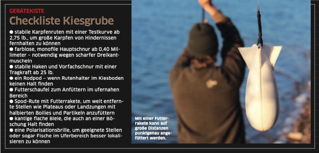 Infobox mit Bild von Angler, der eine Futterrakete auswirft.