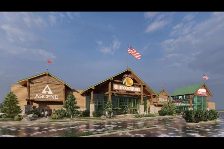 Ein Konzept für den neuen Megastore in Texas. Bass Pro Shops will damit 100 neue Jobs in die Region bringen. Foto: Bass Pro Shops